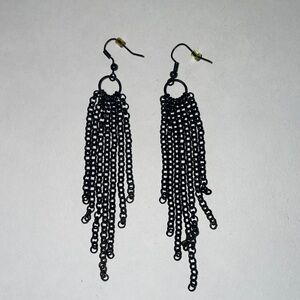 Long Black Chain Earrings